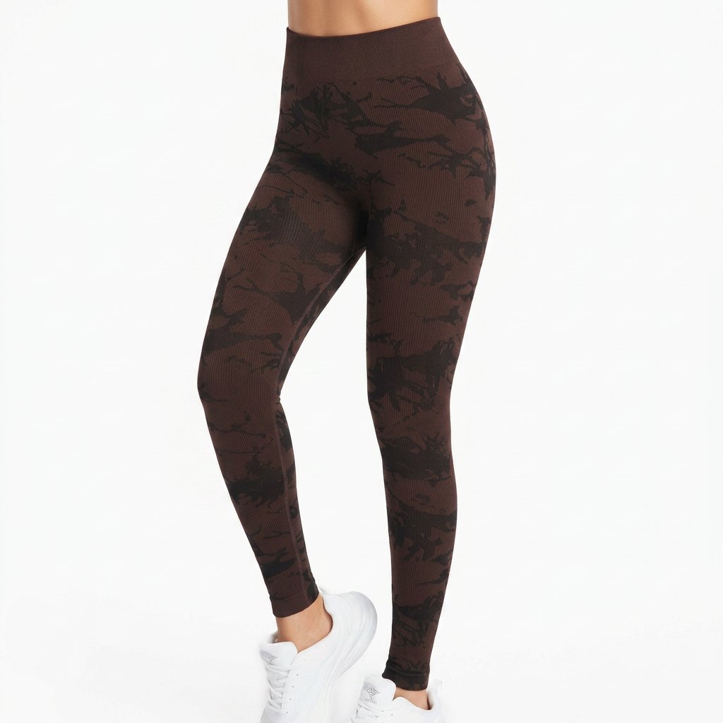 Comfortable Camouflage Print Leggings for Women with High Waist Stretch Streamlined Fit Style