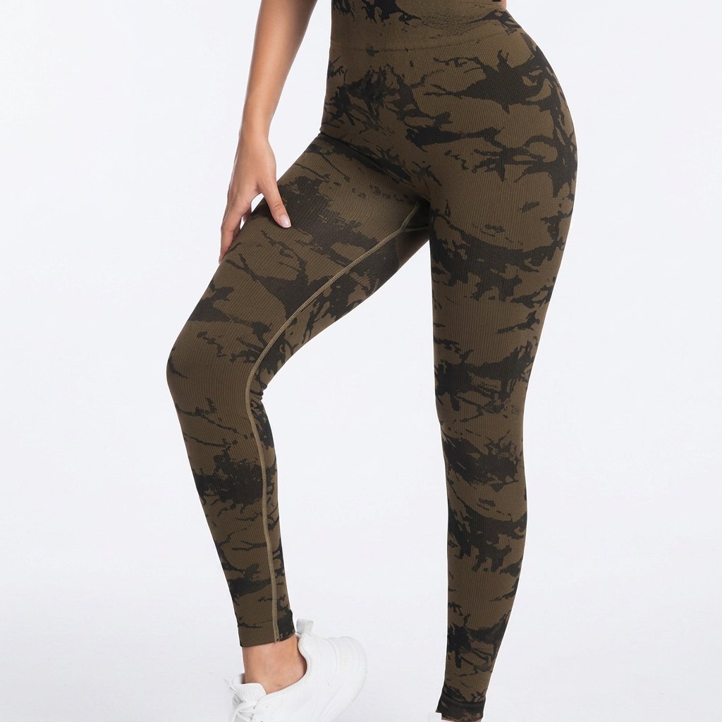 Comfortable Camouflage Print Leggings for Women with High Waist Stretch Streamlined Fit Style