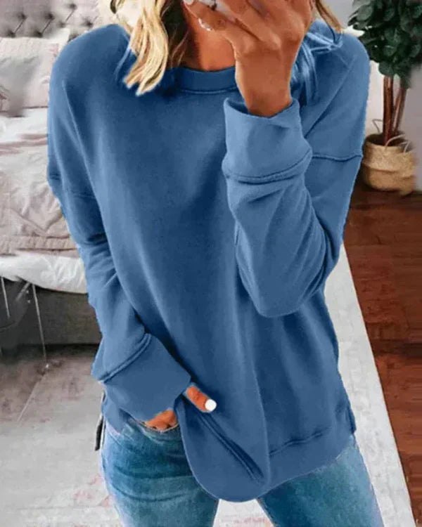 Comfortable Cotton Sweatshirt for Women with Crew Neck Relaxed Fit Soft Everyday Style