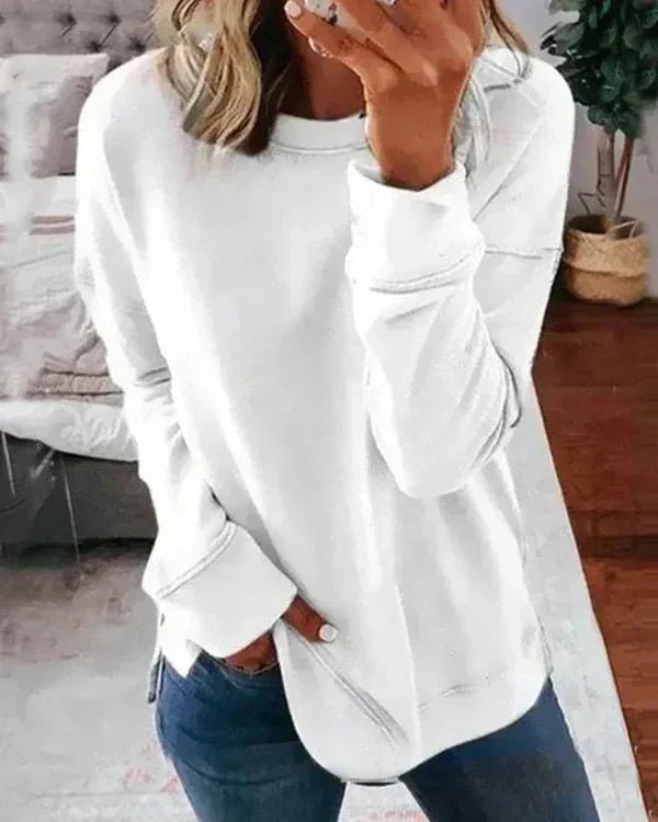 Comfortable Cotton Sweatshirt for Women with Crew Neck Relaxed Fit Soft Everyday Style