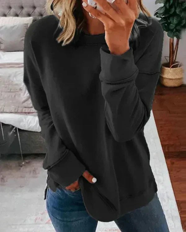 Comfortable Cotton Sweatshirt for Women with Crew Neck Relaxed Fit Soft Everyday Style