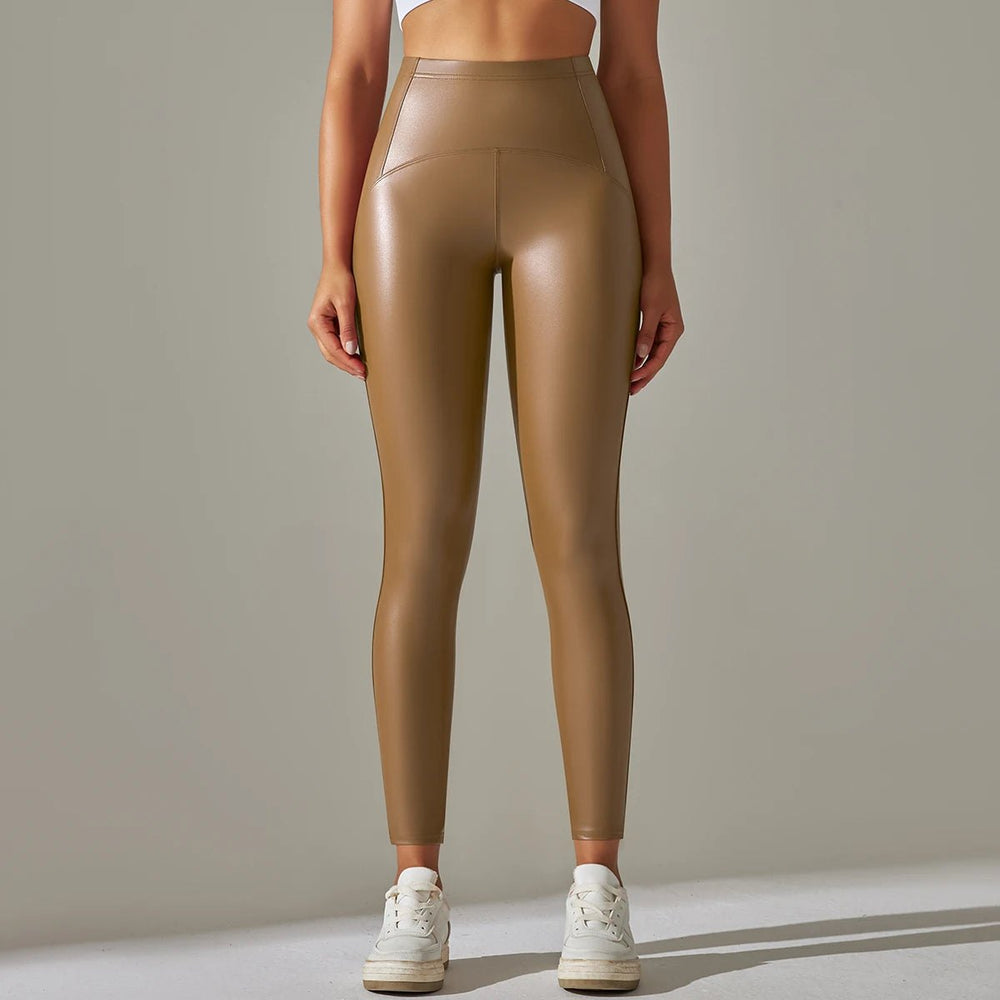 Comfortable Faux Leather Leggings for Women with High Waist Velvet Lining Warm Sleek Style