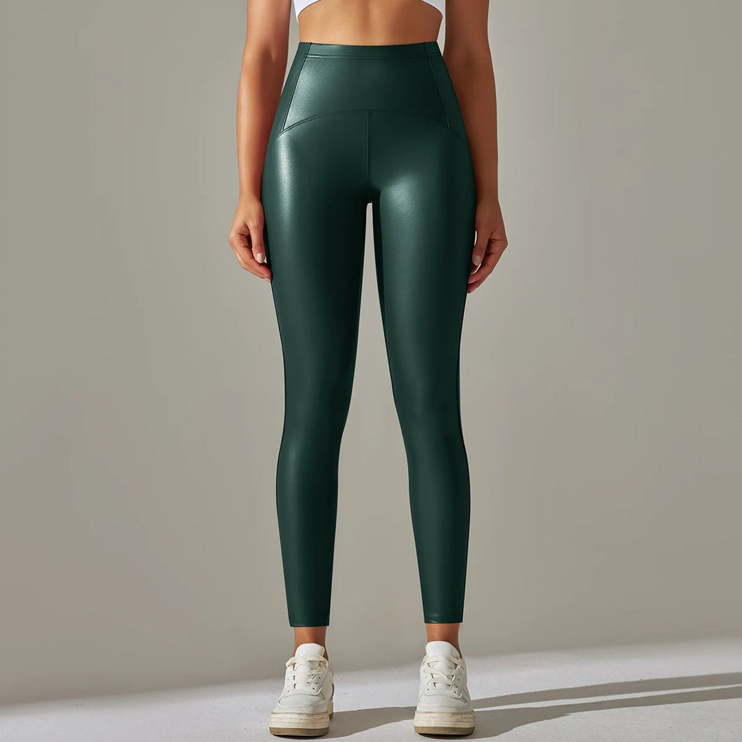 Comfortable Faux Leather Leggings for Women with High Waist Velvet Lining Warm Sleek Style