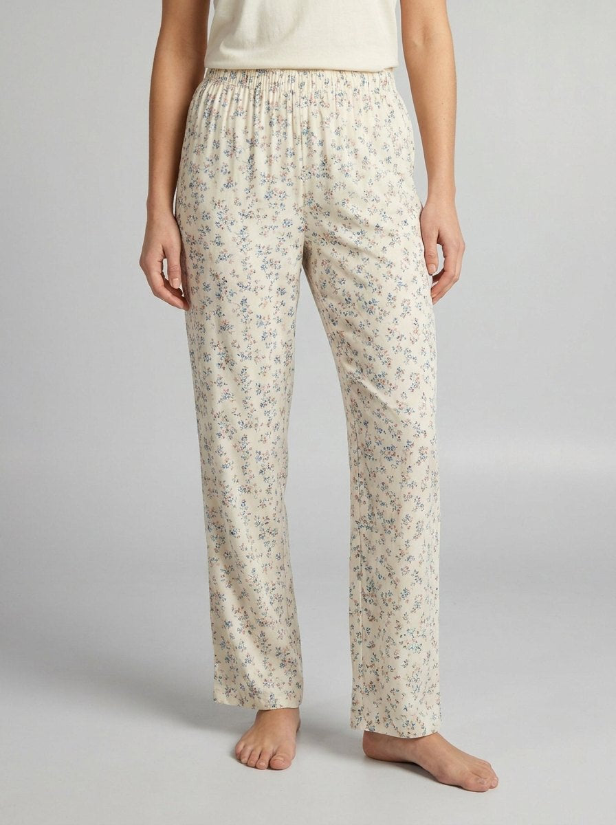 Comfortable Floral Print Lounge Pants for Women with Elastic Waist Lightweight Summer Sleep Style
