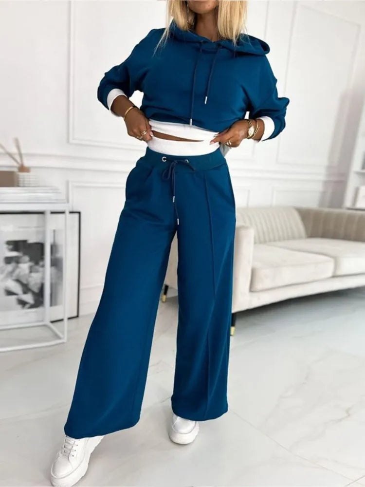 Comfortable Hooded Lounge Set for Women with Split Hem Two Piece Soft Relaxed Style