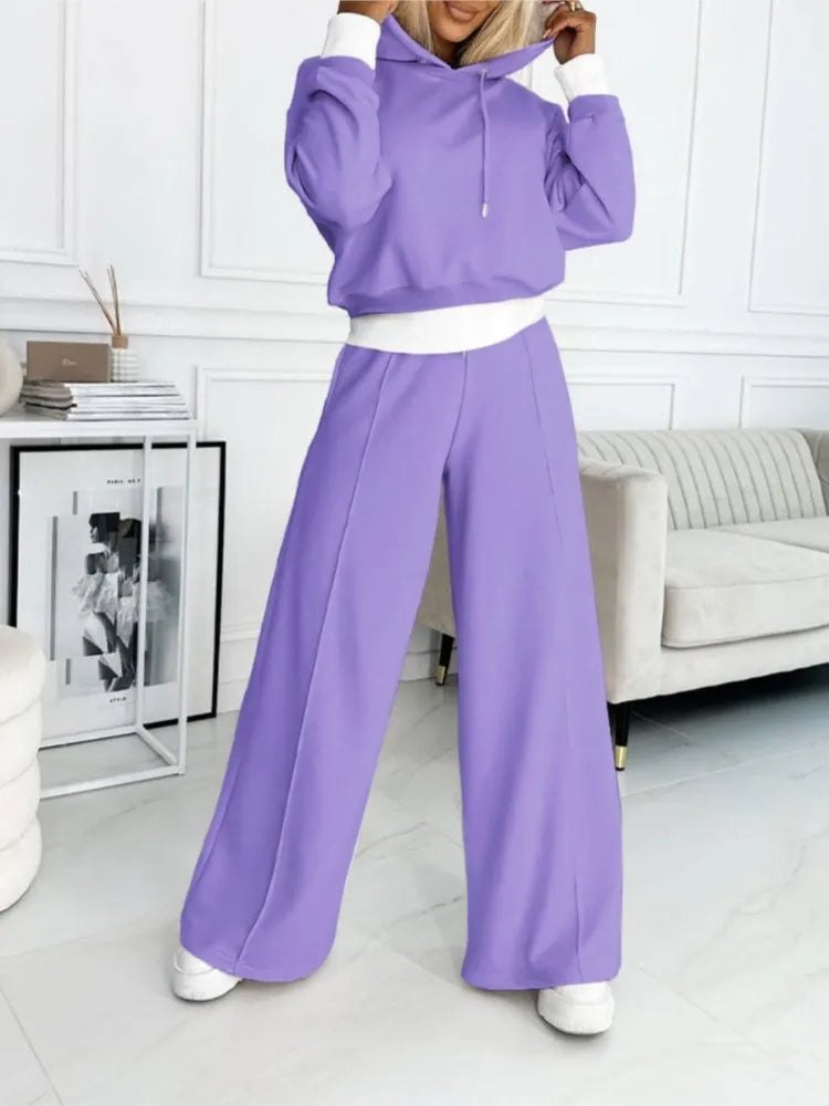 Comfortable Hooded Lounge Set for Women with Split Hem Two Piece Soft Relaxed Style