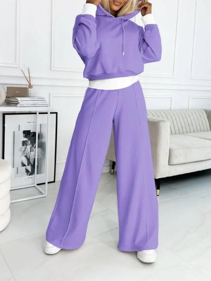Comfortable Hooded Lounge Set for Women with Split Hem Two Piece Soft Relaxed Style