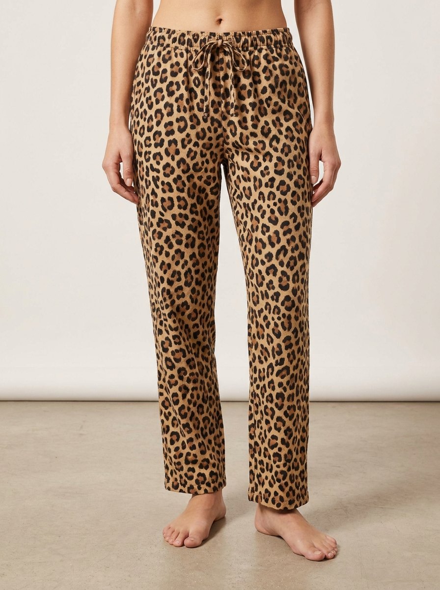 Comfortable Leopard Print Lounge Pants for Women with Drawstring Waist Soft Brushed Relaxed Style