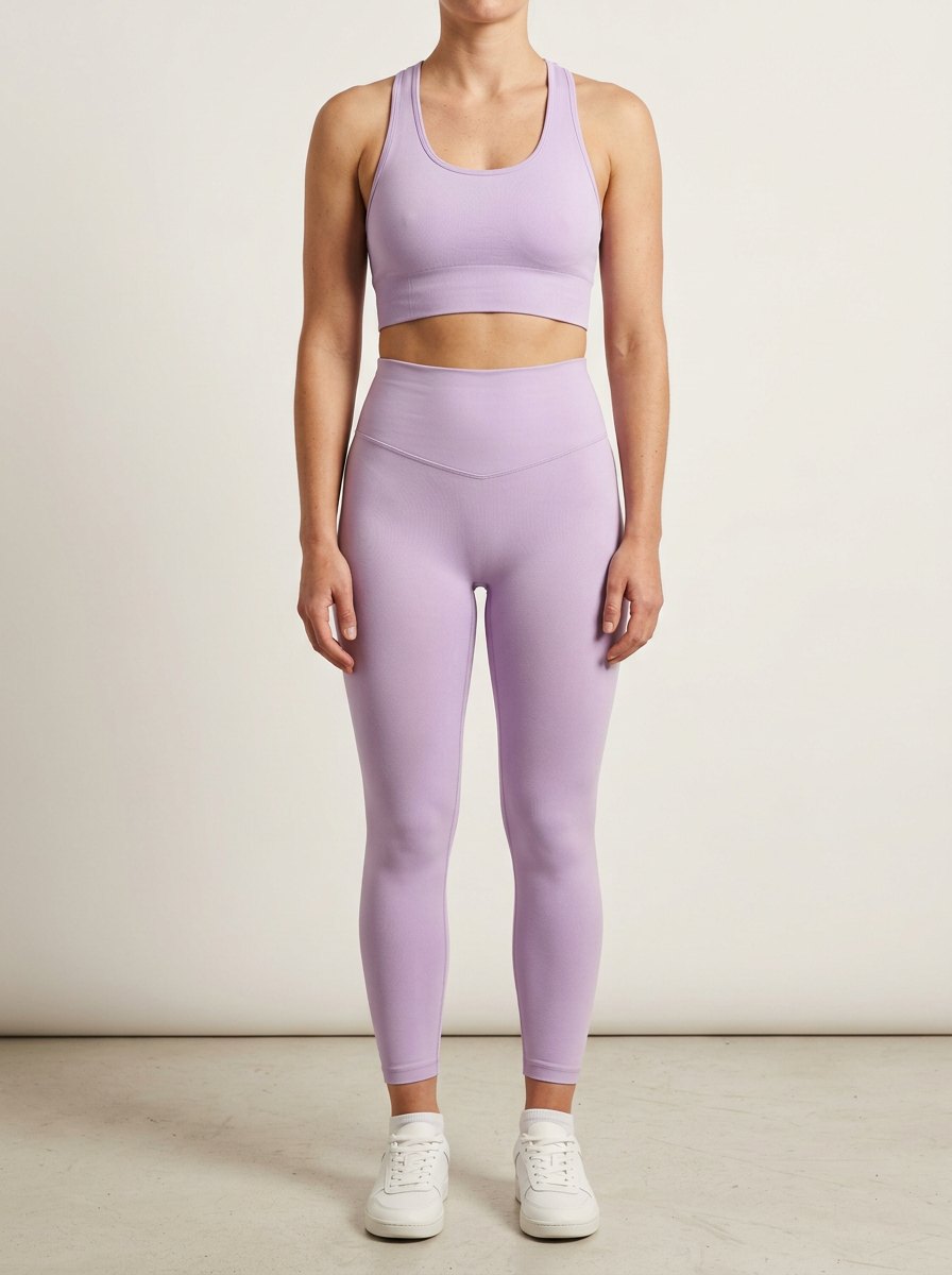 Comfortable Lilac Seamless Leggings for Women with High Waist Smooth Waistband Stretch Fit Style