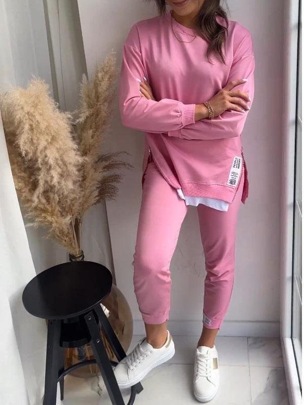 Comfortable Long Sleeve Lounge Set for Women with Two Piece Soft Knit Relaxed Home Style