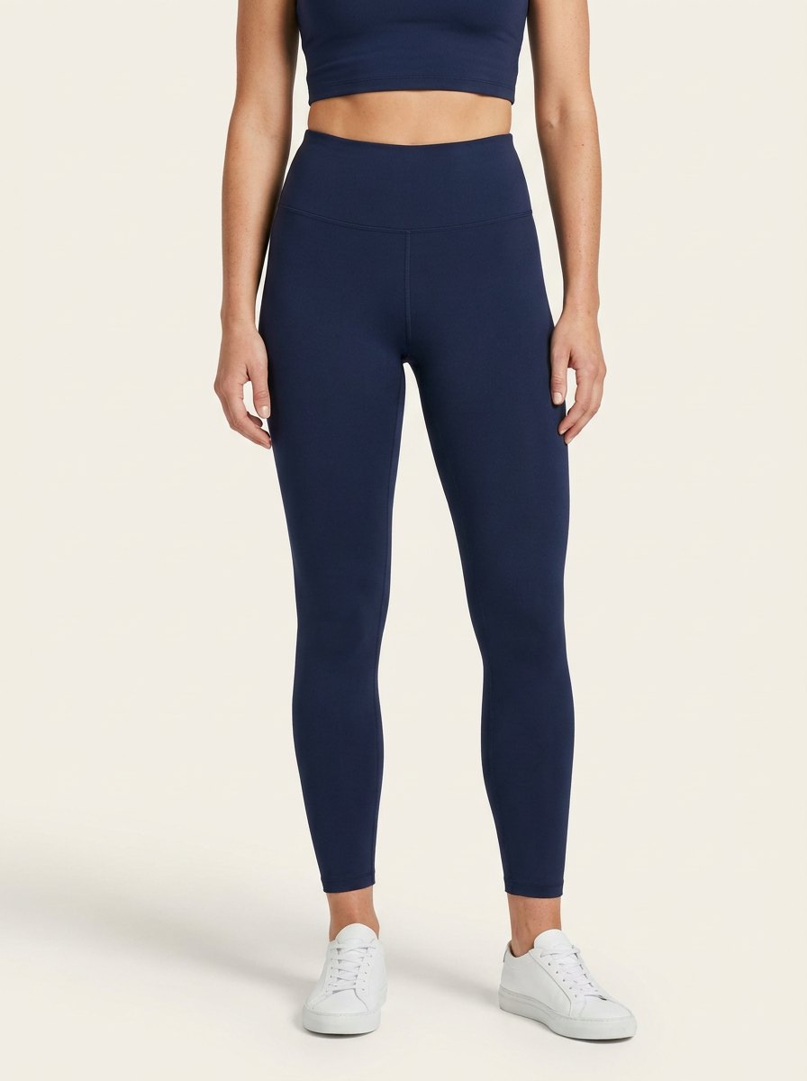 Comfortable Navy Seamless Leggings for Women with High Waist Contour Seam Sculpting Fit Style