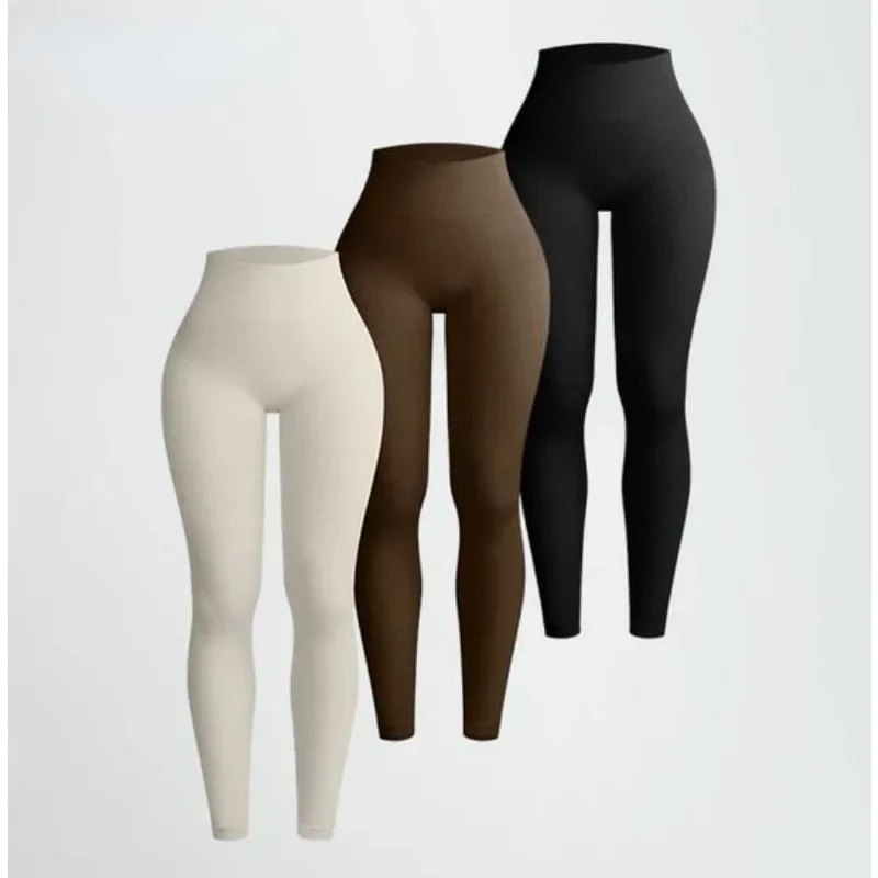 Comfortable Seamless Knit Leggings for Women with High Waist Slim Fit Stretch Training Style