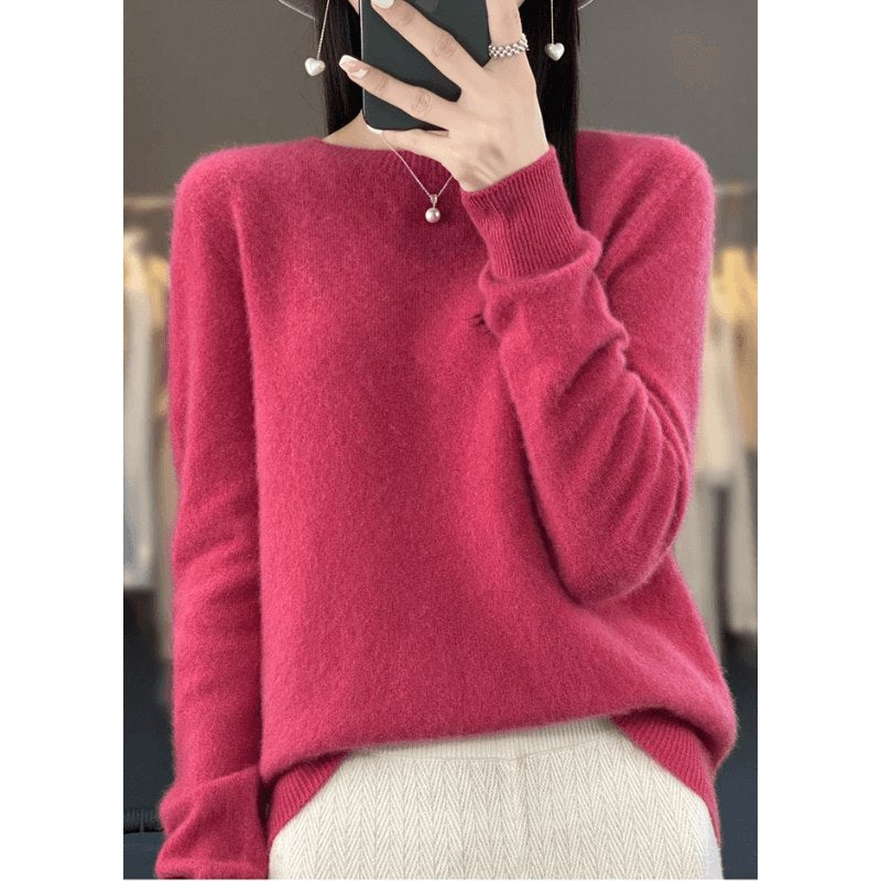 Comfortable Soft Knit Pullover for Women with Crew Neck Long Sleeve Warm Draped Style