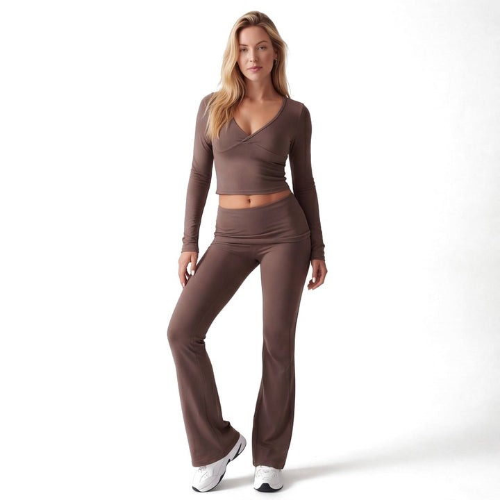 Comfortable Stretch Track Set for Women with Sculpted Fit Flared Leg Smooth Second Skin Style
