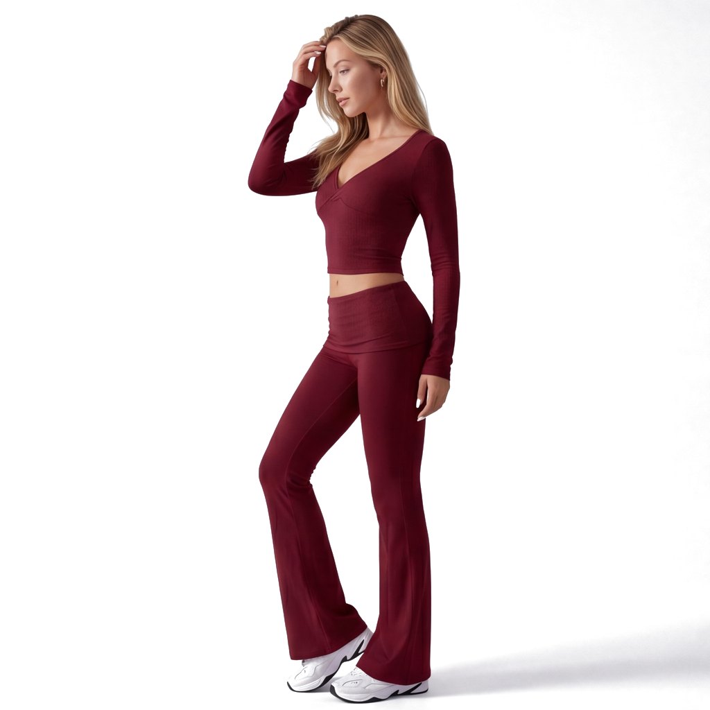Comfortable Stretch Track Set for Women with Sculpted Fit Flared Leg Smooth Second Skin Style