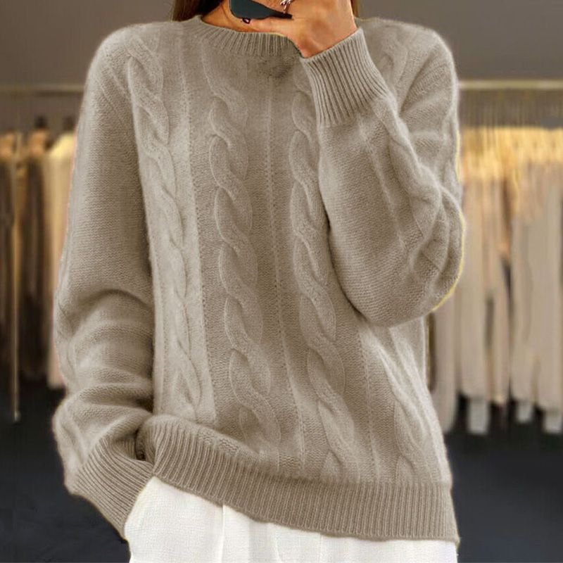 Comfortable Wool Sweater for Women with Crew Neck Soft Warm Flattering Relaxed Style