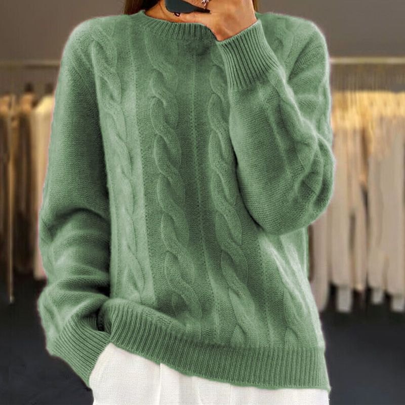Comfortable Wool Sweater for Women with Crew Neck Soft Warm Flattering Relaxed Style