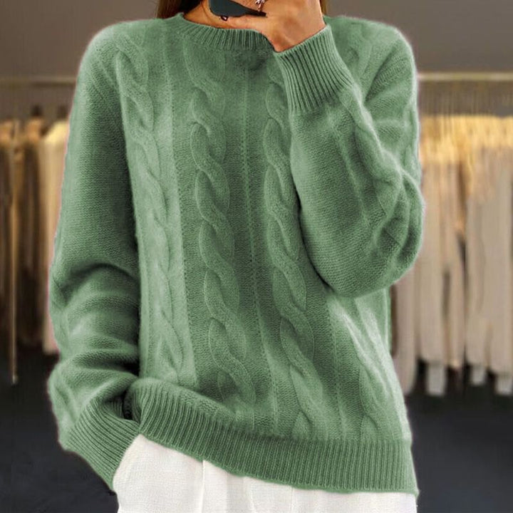 Comfortable Wool Sweater for Women with Crew Neck Soft Warm Flattering Relaxed Style