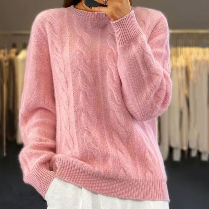 Comfortable Wool Sweater for Women with Crew Neck Soft Warm Flattering Relaxed Style