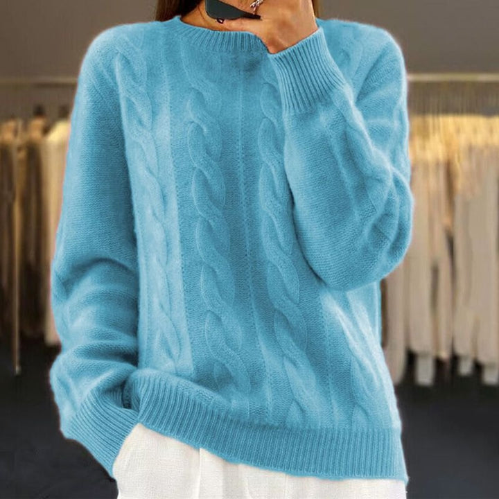 Comfortable Wool Sweater for Women with Crew Neck Soft Warm Flattering Relaxed Style