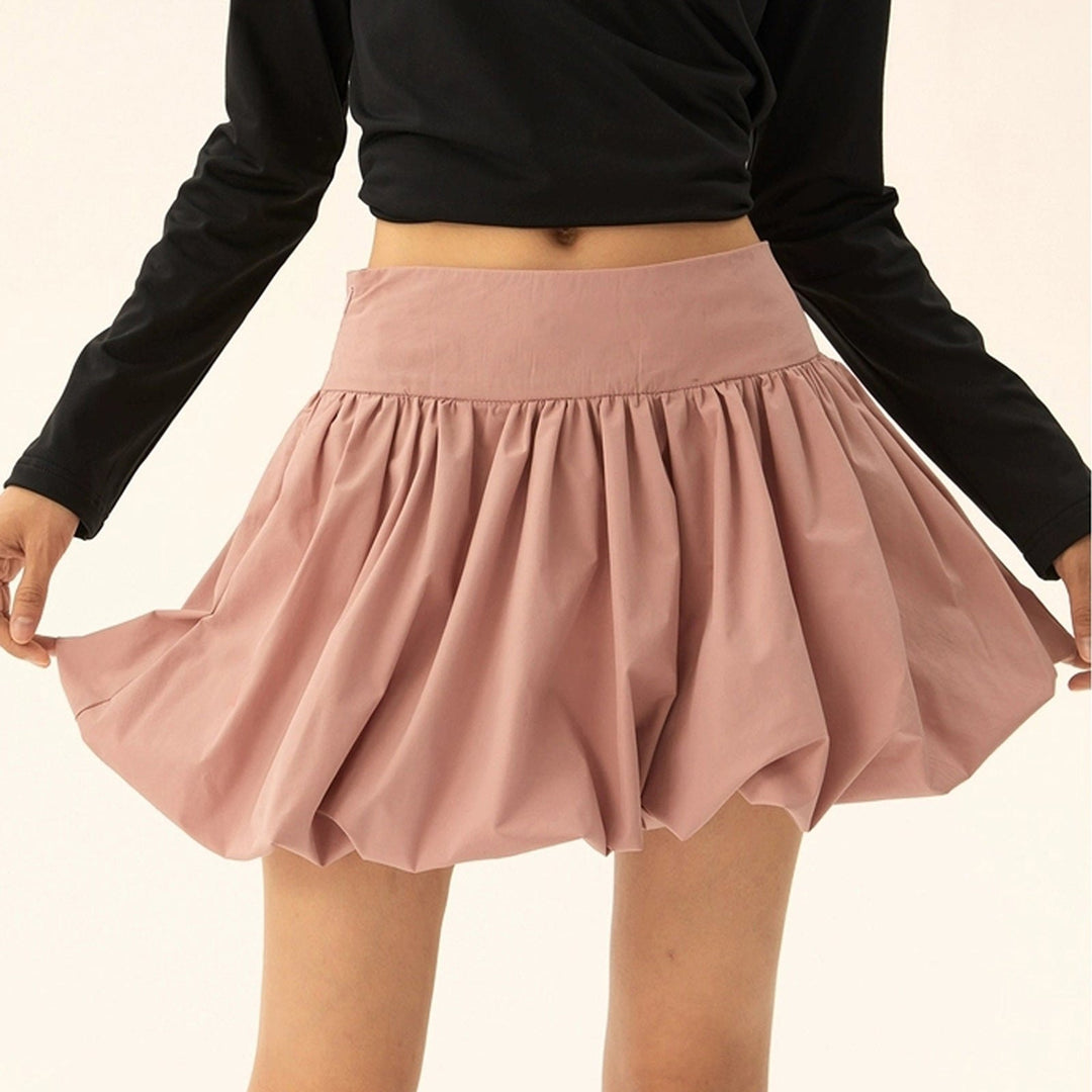 Effortless Balloon Mini Skirt for Women with Rounded Hem Free Movement Relaxed Style