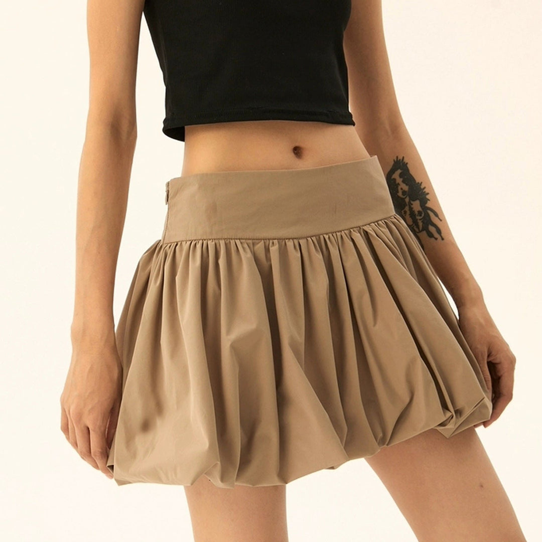 Effortless Balloon Mini Skirt for Women with Rounded Hem Free Movement Relaxed Style
