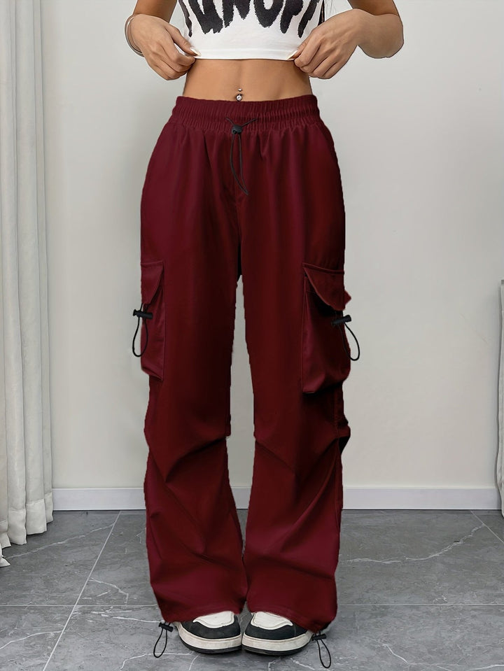 Effortless Cargo Pants for Women with Wide Leg Drawstring Waist Utility Pocket Relaxed Style