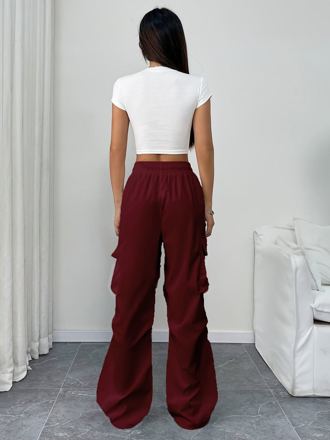 Effortless Cargo Pants for Women with Wide Leg Drawstring Waist Utility Pocket Relaxed Style