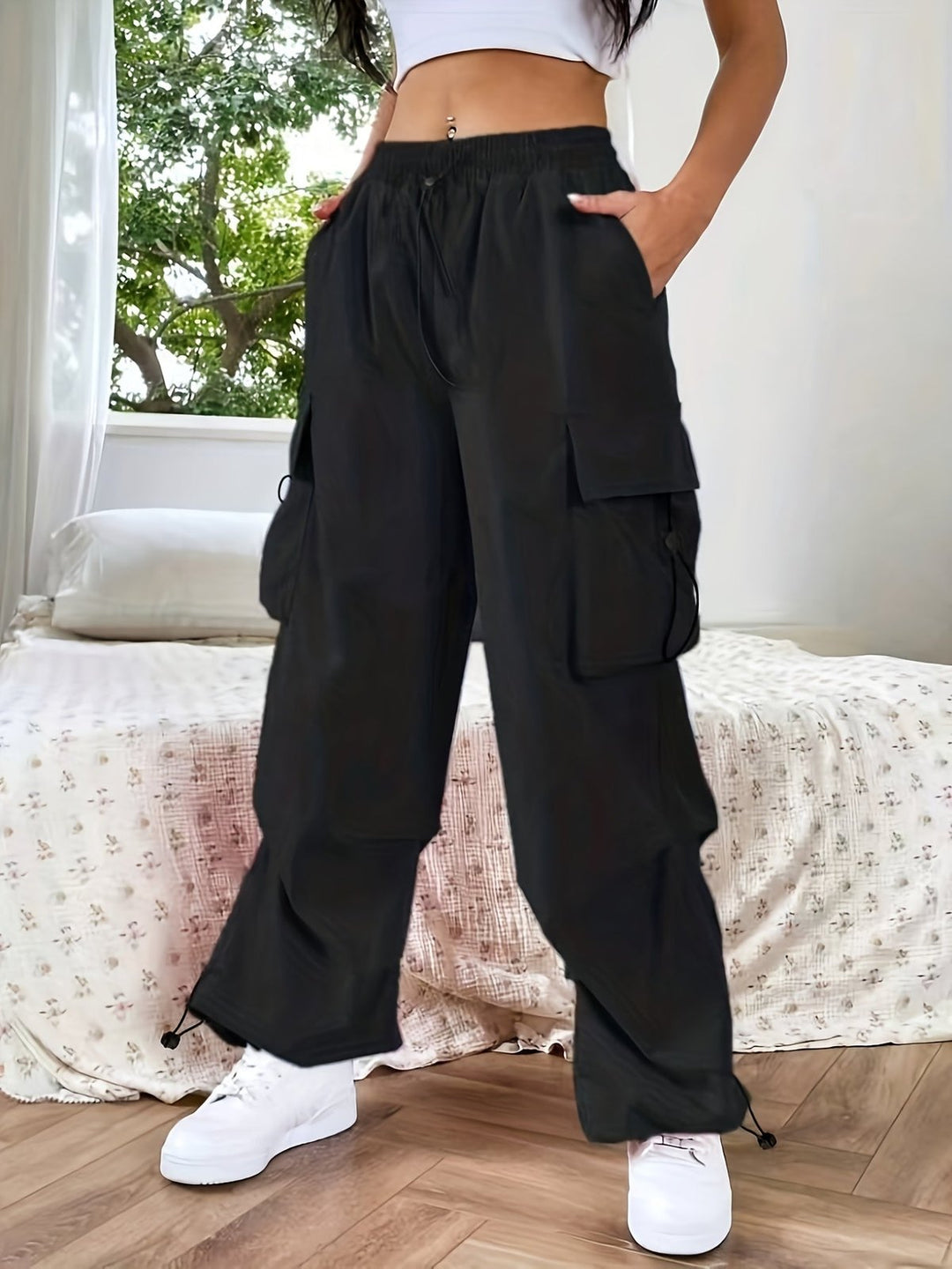 Effortless Casual Cargo Pants for Women with Wide Leg Utility Pocket Relaxed Everyday Style