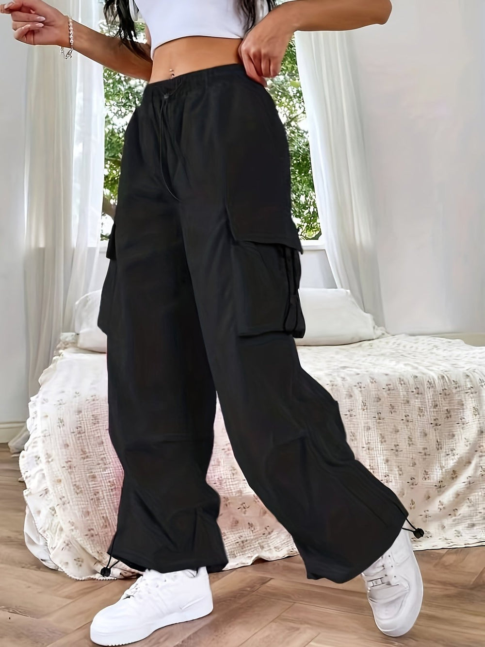 Effortless Casual Cargo Pants for Women with Wide Leg Utility Pocket Relaxed Everyday Style
