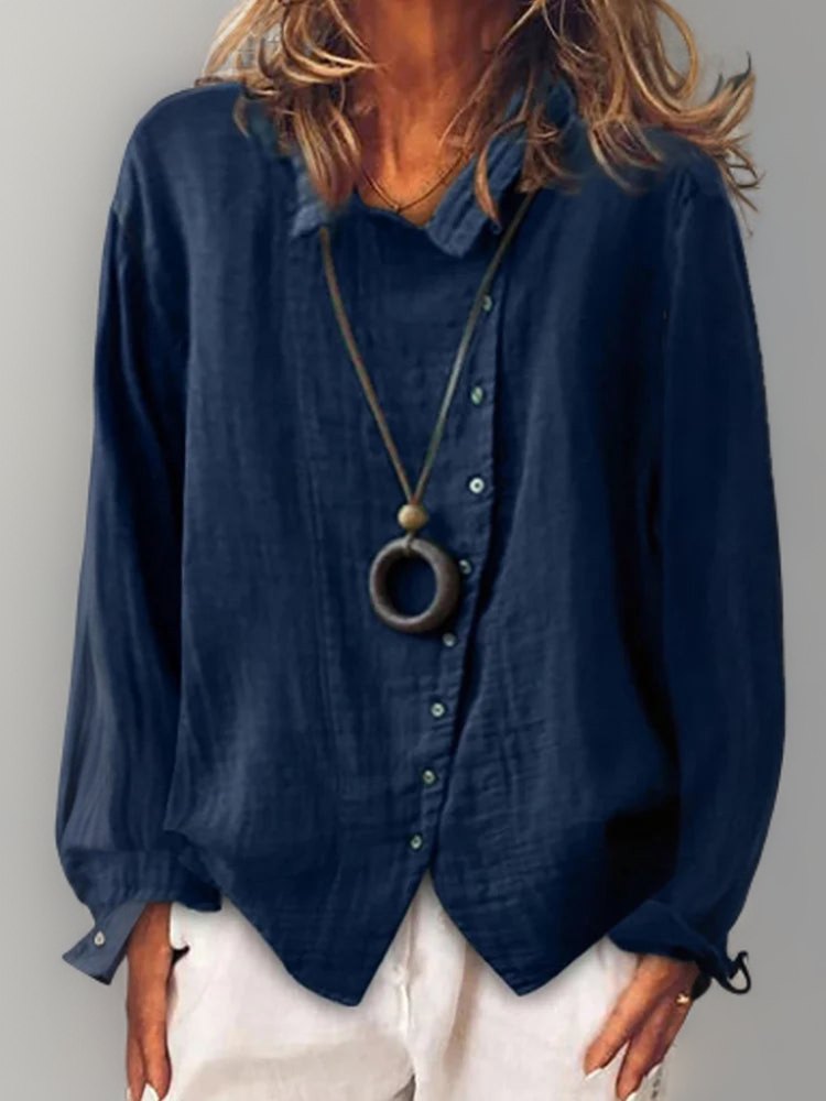 Effortless Classic Long Sleeve Shirt for Women with Button Front Timeless Versatile Everyday Style