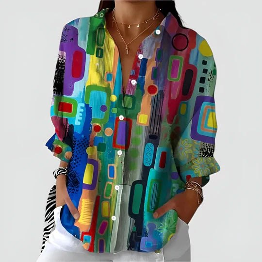 Effortless Colorful Long Sleeve Shirt for Women with Button Front Flattering Fit Summer Style