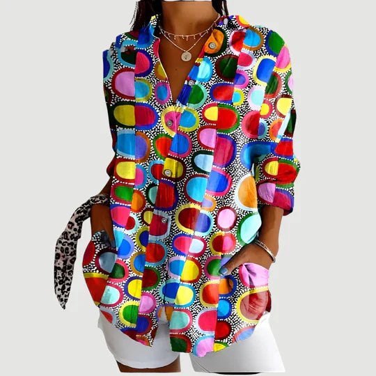 Effortless Colorful Long Sleeve Shirt for Women with Button Front Flattering Fit Summer Style
