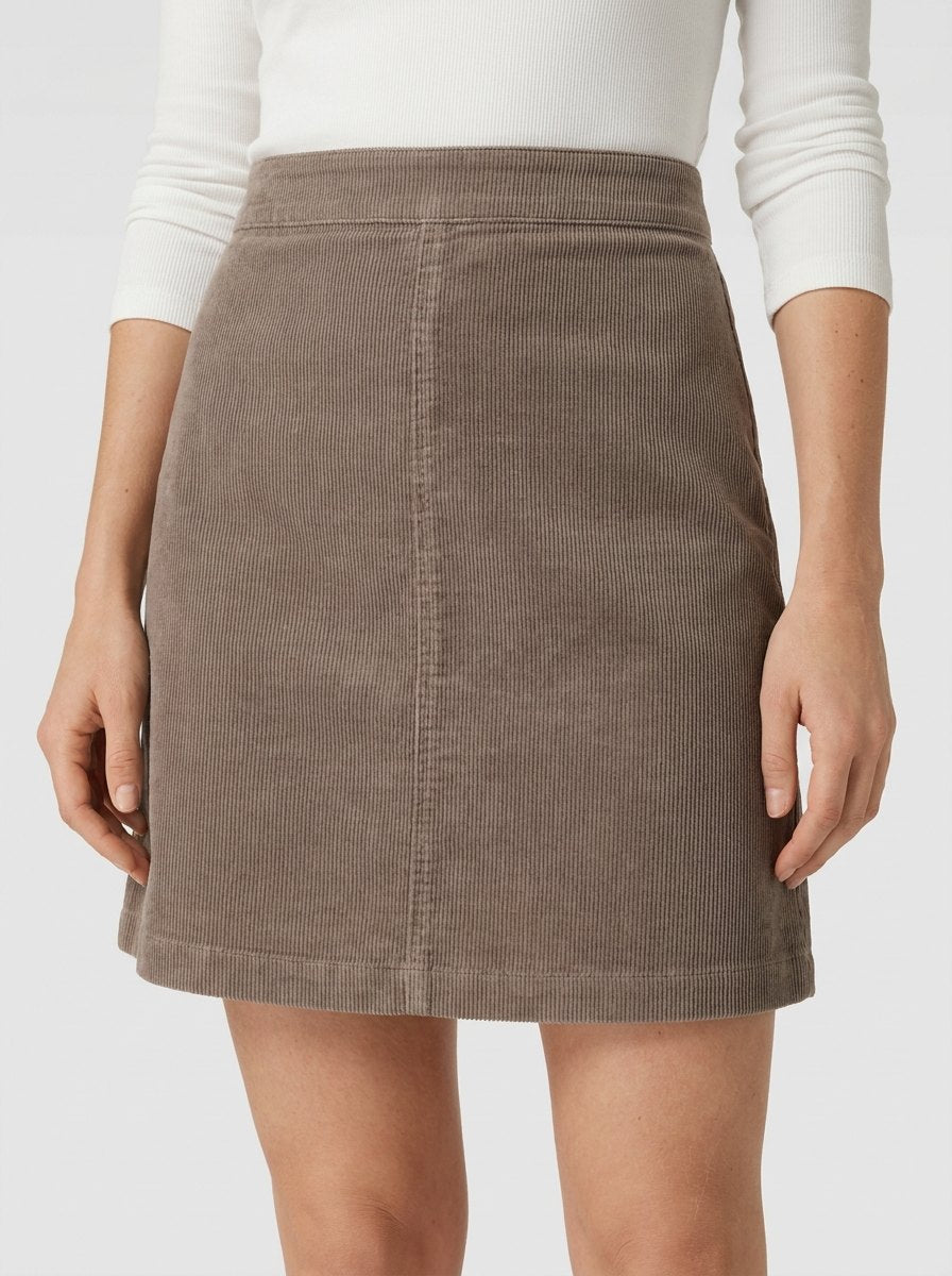 Effortless Corduroy Mini Skirt for Women with Wale Ribbing Seam Detail A Line Style