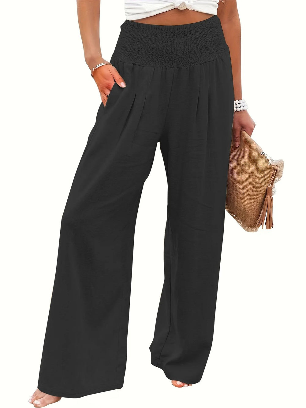 Effortless Cotton Linen Khaki Pants for Women with Wide Leg High Waist Loose Summer Style