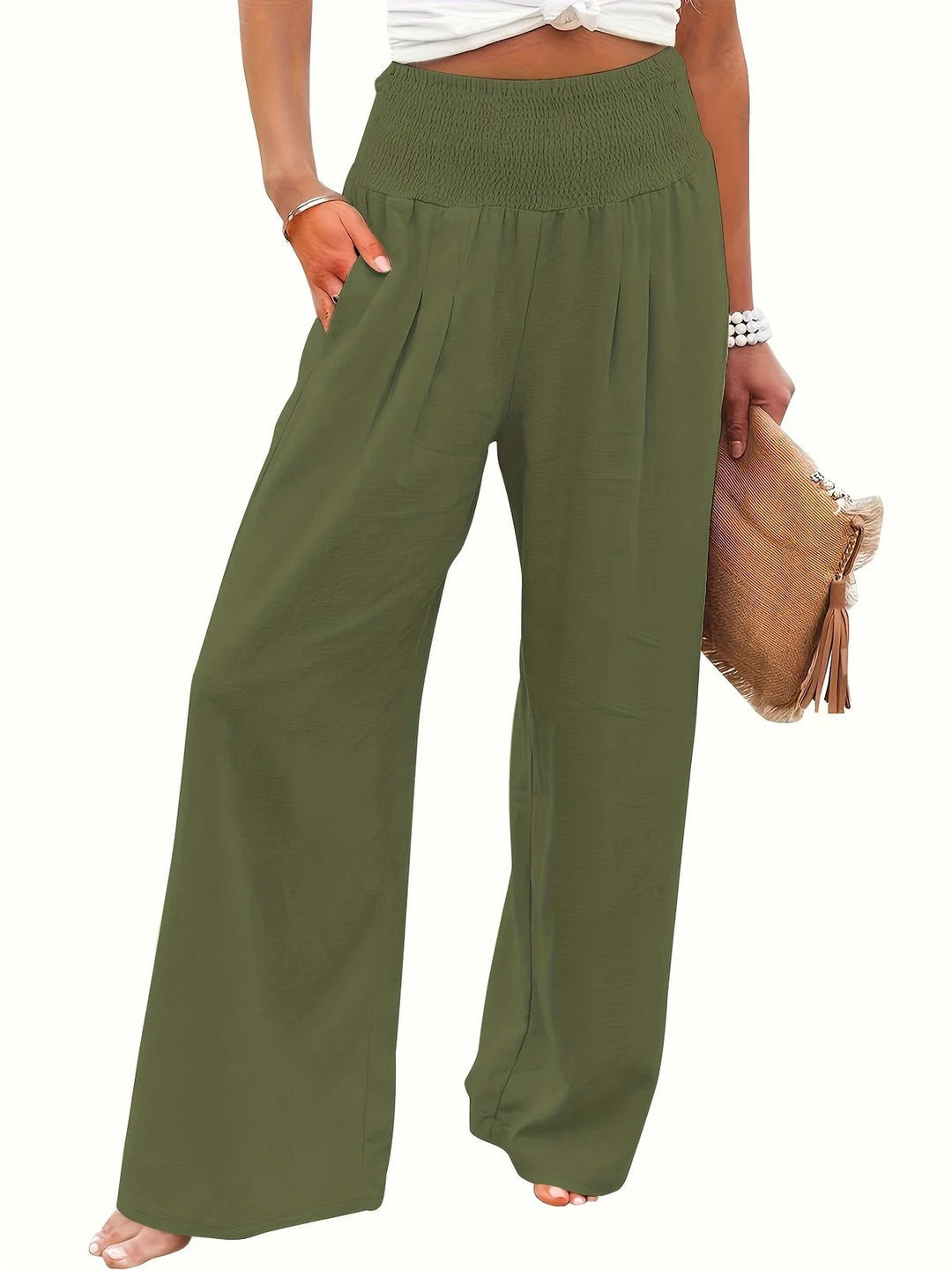 Effortless Cotton Linen Khaki Pants for Women with Wide Leg High Waist Loose Summer Style