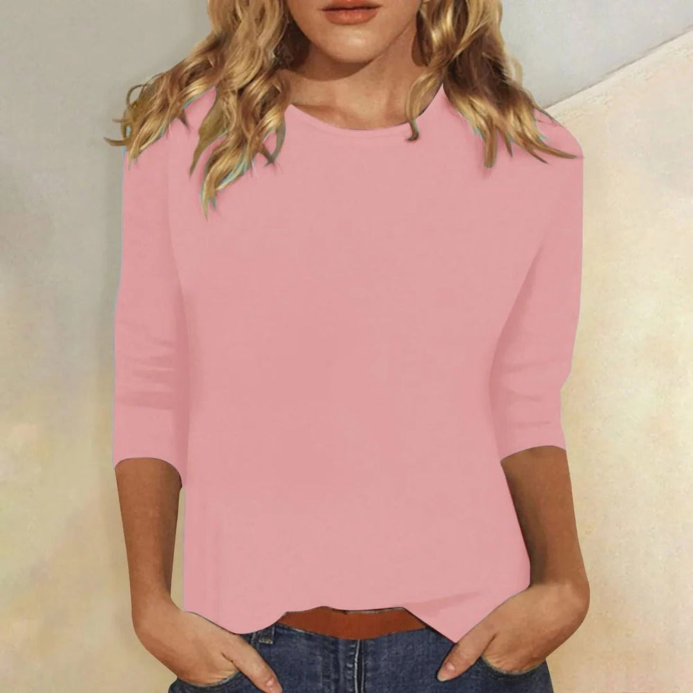 Effortless Crew Neck Top for Women with Long Sleeve Soft Cotton Relaxed Everyday Style