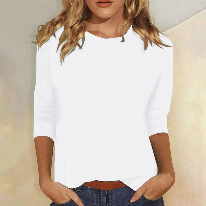 Effortless Crew Neck Top for Women with Long Sleeve Soft Cotton Relaxed Everyday Style