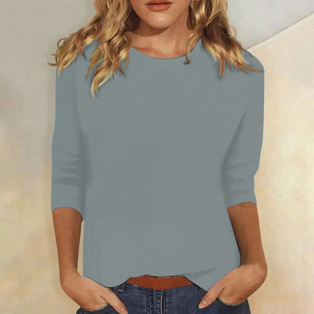 Effortless Crew Neck Top for Women with Long Sleeve Soft Cotton Relaxed Everyday Style