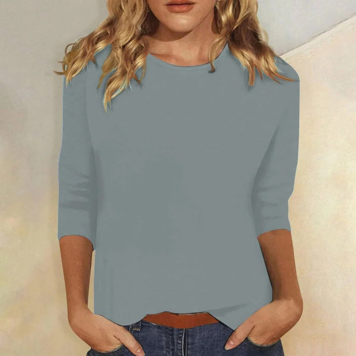 Effortless Crew Neck Top for Women with Long Sleeve Soft Cotton Relaxed Everyday Style