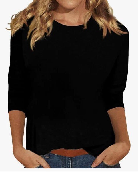Effortless Crew Neck Top for Women with Long Sleeve Soft Cotton Relaxed Everyday Style
