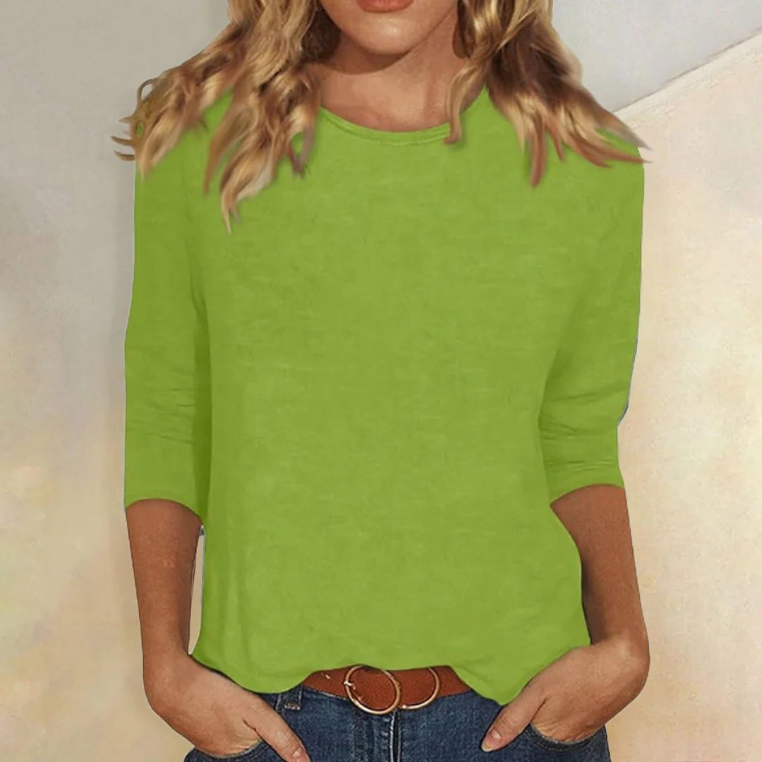 Effortless Crew Neck Top for Women with Long Sleeve Soft Cotton Relaxed Everyday Style