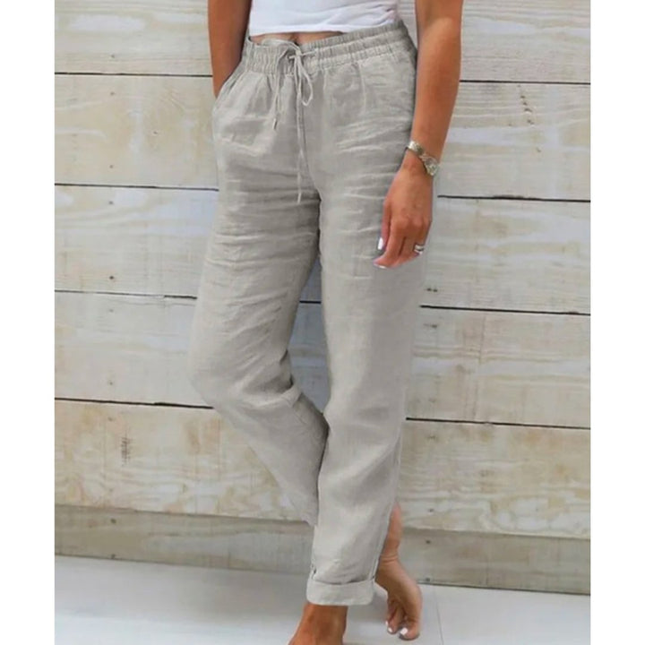 Effortless Cropped Khaki Pants for Women with Drawstring Waist Leisure Fit Relaxed Style