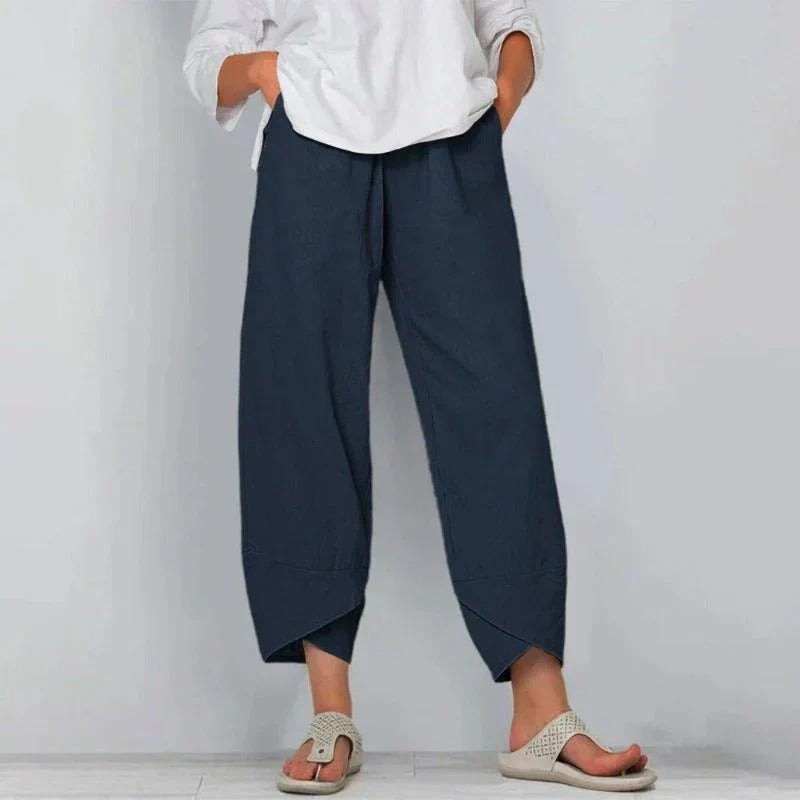 Effortless Cropped Wide Leg Khaki Pants for Women with Clean Waistband Relaxed Summer Style