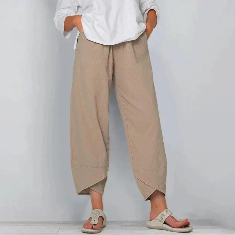 Effortless Cropped Wide Leg Khaki Pants for Women with Clean Waistband Relaxed Summer Style