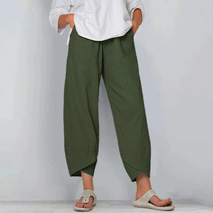 Effortless Cropped Wide Leg Khaki Pants for Women with Clean Waistband Relaxed Summer Style