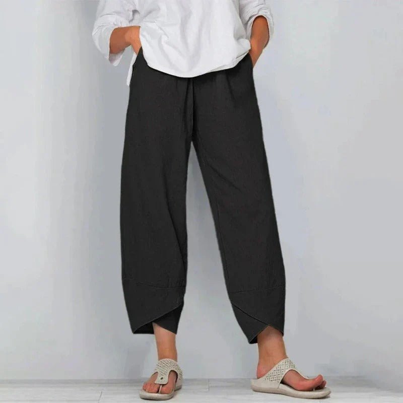 Effortless Cropped Wide Leg Khaki Pants for Women with Clean Waistband Relaxed Summer Style