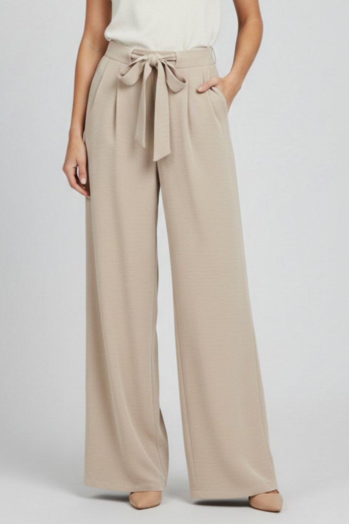 Effortless Drawstring Palazzo Trousers for Women with Wide Leg Relaxed Waist Warm Weather Style