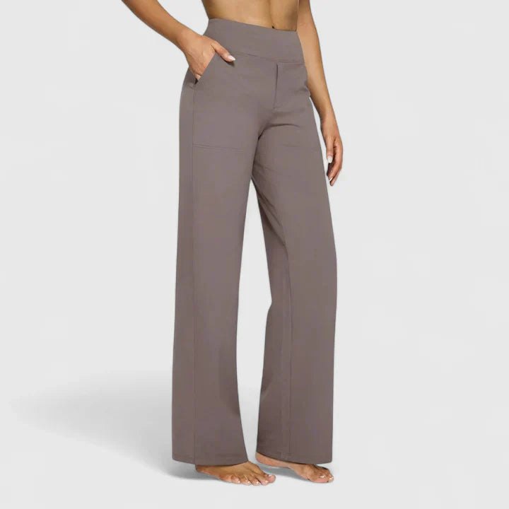 Effortless Flared Pants for Women with Elastic Waist Soft Stretch Relaxed Everyday Style