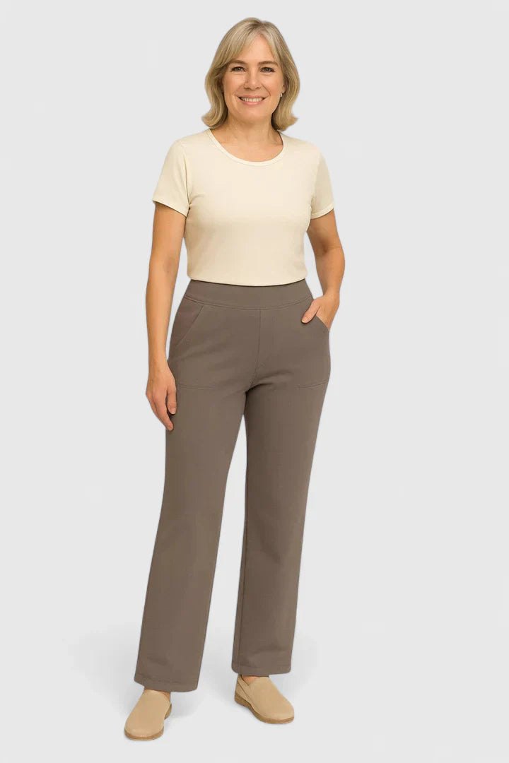 Effortless Flared Pants for Women with Elastic Waist Soft Stretch Relaxed Everyday Style